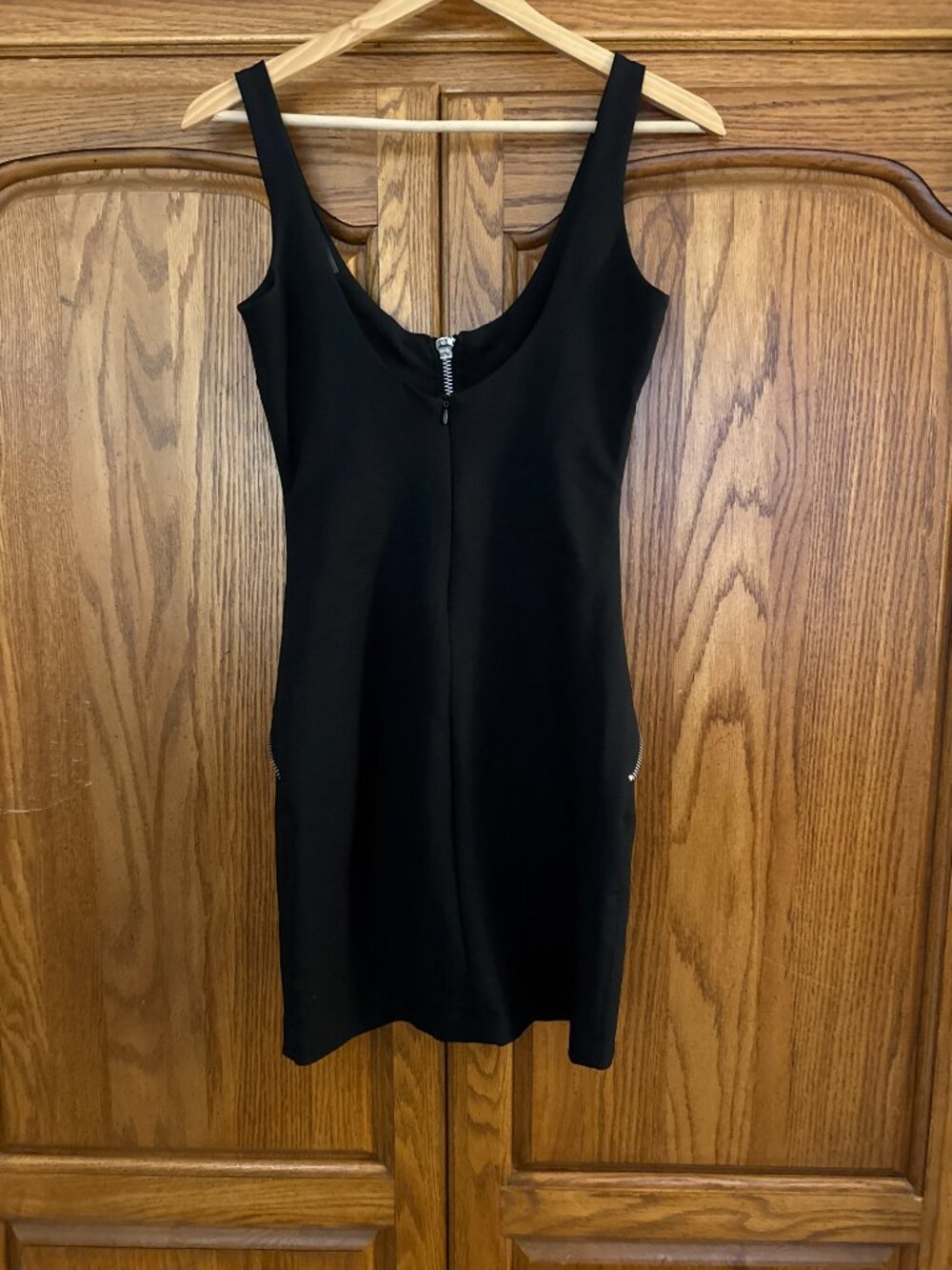Zara Black Bodycon Dress with Exposed Silver Zippers image 2